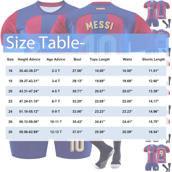 23-24 Boys Kids Kits Träningskort tröja Strumpkostymer Sport Short Top Jersey 23/24 barcelona home #10 18（3-4years）