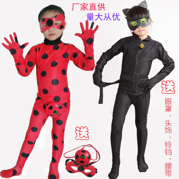 Cosplay Cat Noir Barn Body Black Cat Halloween Set Float Worm Five Piece Set XS