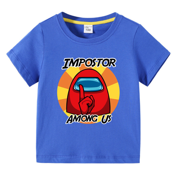 Among Us Barn T-shirt Bedragare Sssshhhh Game Crewmate Colorful Blue 140cm