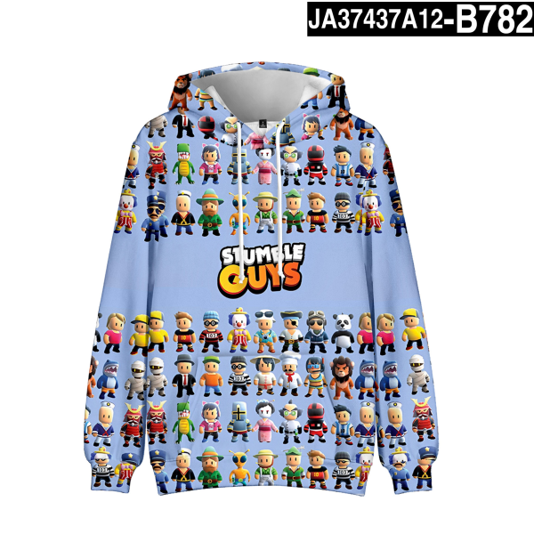 Stumble Guys 3D Print Hoodie Barnkappa Hoodie Ytterkläder 12 160