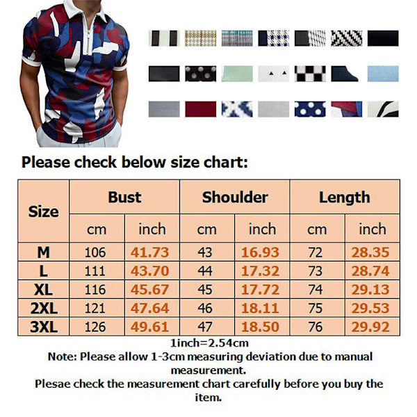 Kortärmad pikétröja för herr Slim Fit Sport Golf Zipper T-shirt navy blue white xl