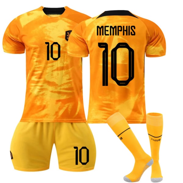 22-23 Nederländerna Home Set #10 #4 #21 T-shirt fotbollsuniform MEMPHIS 10 #18