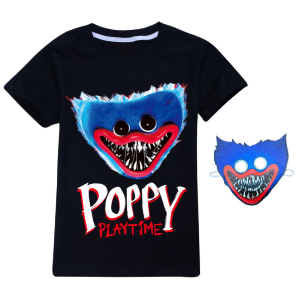 Poppy Playtime Huggy Wuggy T-shirt Shorts Träningsoverall Hoodie Topp bllack t shirt+mask 3-4 years