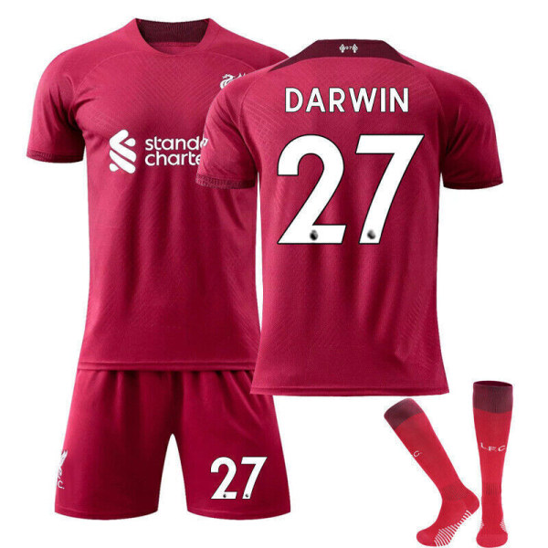 2023 Pojkar Barn Barn Fotbollssats Fotboll Kort Shirt Sock Set liverpool home kit #27 24/(8-9 years)