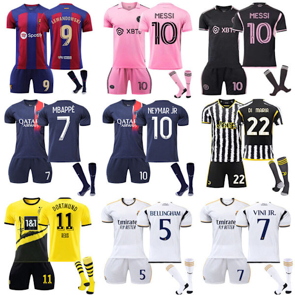 23-24 Vuxna Barn Kit Träningsdräkter Kort skjorta+Shorts+Socka Sportset juventus 23/24 home kit #custom m