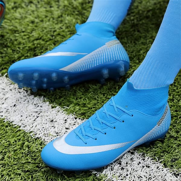 Big Boy High-top Spikes Fotbollsskor-AG/TF Blue# 37