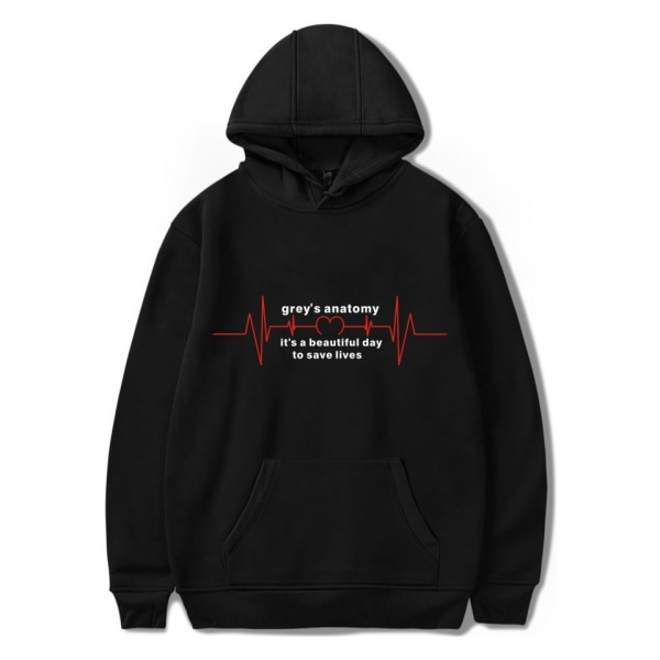 Grey's Anatomy American Drama Intern Hoodie Pullover Grafiskt print Luvtröjor Black D XL