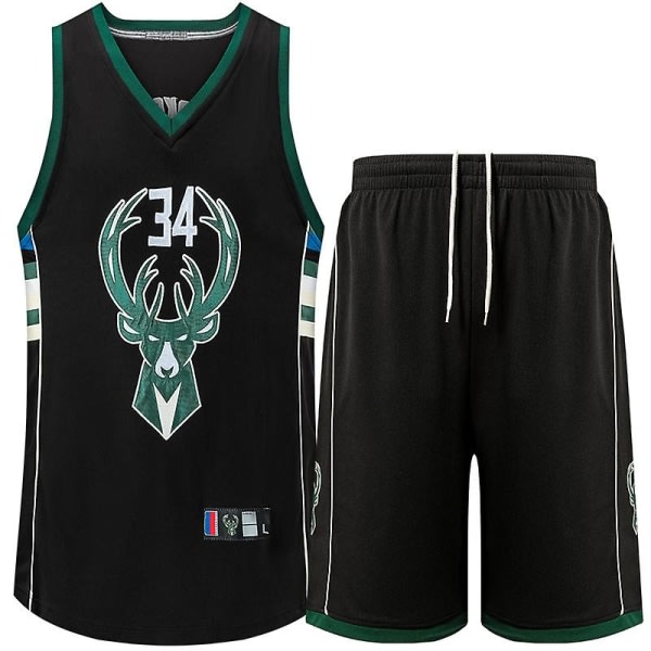 Bucks nr 34 Antetokounmpo Baskettröja kostym Black 3XL