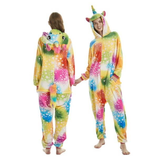 Fleece Barn Flickor Cos Kostym Pyjamas Nattkläder Jumpsuit Yellow Starry Sky Heavenly Horse 110cm