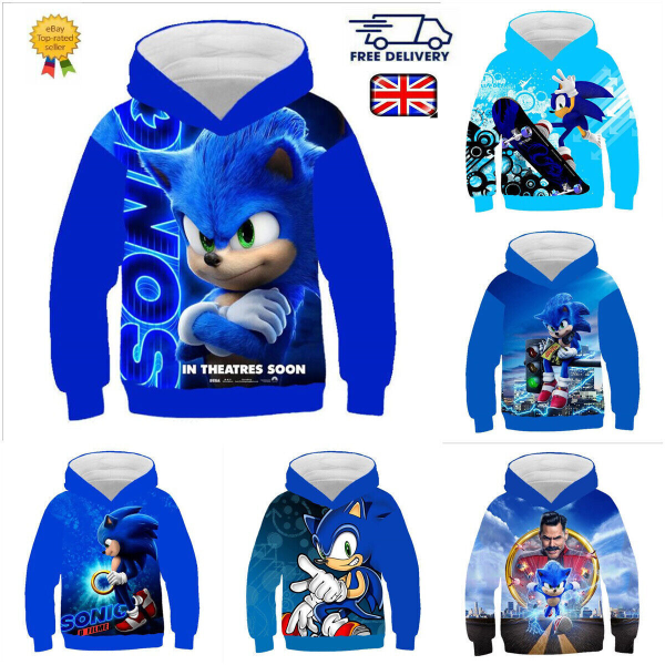 Sonic The Hedgehog Kids Pojkar Hoodie Sweatshirt Winter Rock Tops #11 150/9-10 Years