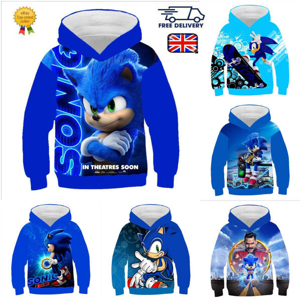 Sonic The Hedgehog Kids Pojkar Hoodie Sweatshirt Winter Rock Tops #15 140/7-8 Years