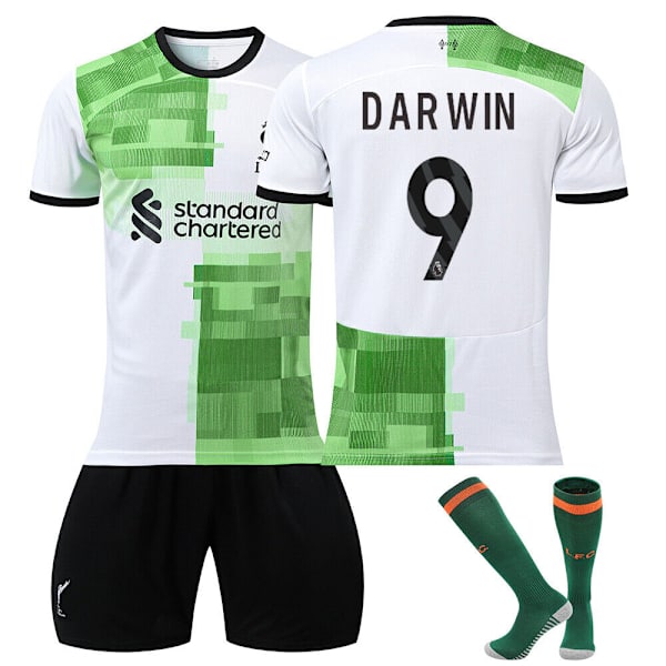 23/24 Barn Hemma Borta Full Kit Pojke Män Kostym Strip Strumpor Kort skjorta liverpool 23/24 away kit #9 #22(6-7 years)