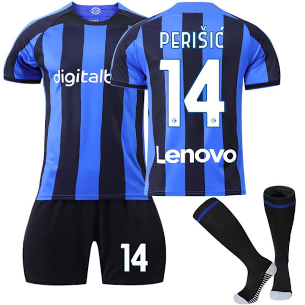 Fotbollssats för barn vuxen 2023/24 fotbollsdräkt för pojkar Strumpa korta skjortor 2223 inter-milan home#14 22 (6-7 years)