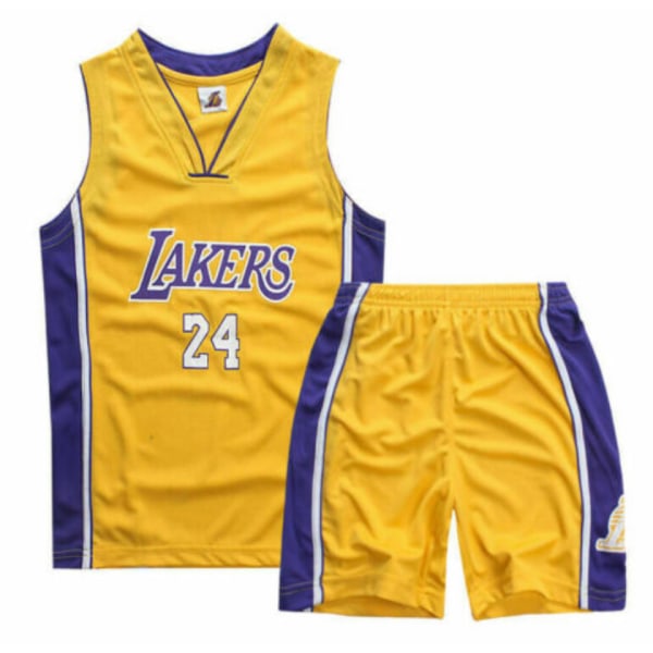 Baskettröja Träningsdräkt Sport Top & Bottom Träningsoveraller #V 24 Yellow L.A. Lakers XS/6-7 Years/110-120 cm