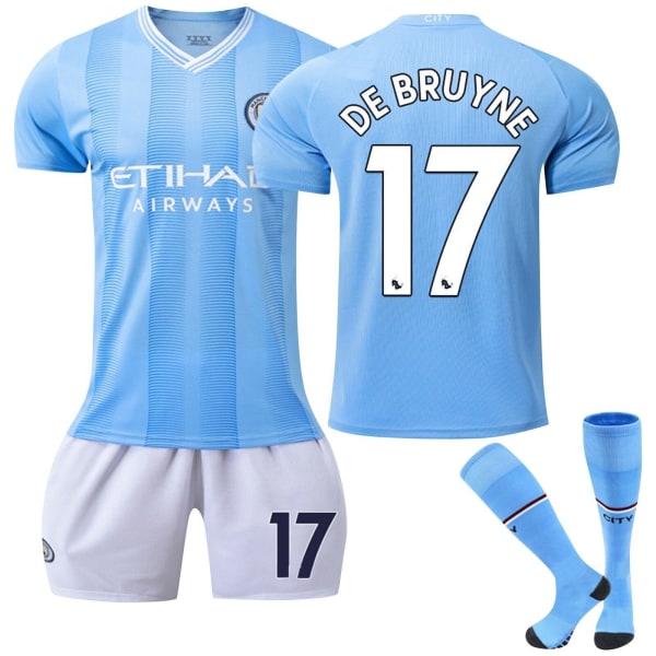 23/24 Man City Home kit Pojkar Barn Fotboll T-shirt Kit Fotboll Träningsdräkter Man City 23/24 Home Kit #10 Socks