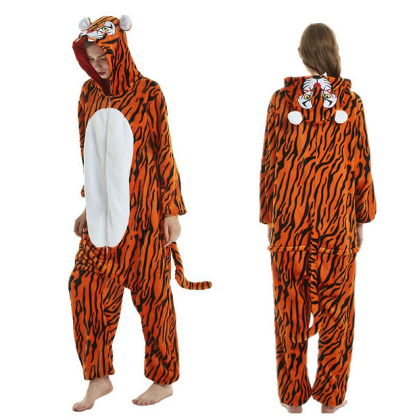 Fleece Barn Flickor Cos Kostym Pyjamas Nattkläder Jumpsuit New Tiger XL