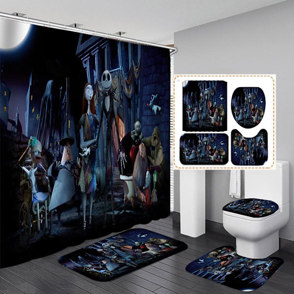4st Nightmare Before Christmas Duschdraperi Set jy-171 4PCS