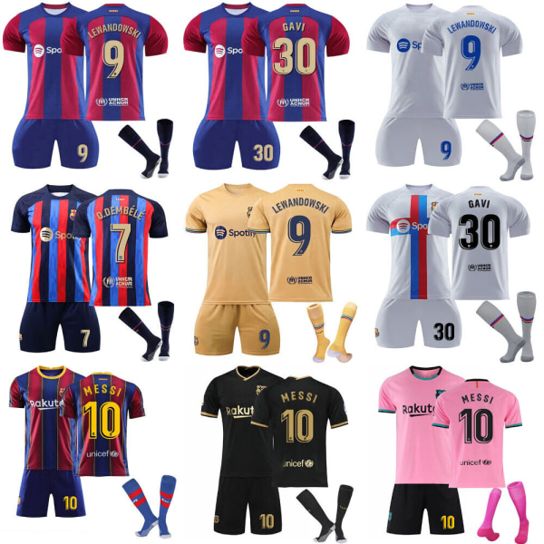 23/24 Pojke Barn Fotbollssatser Fotboll Träningsdräkt Sportkläder Skjorta Korta strumpor classic 20/21 messi barcelona #black 16 (2-3 years)