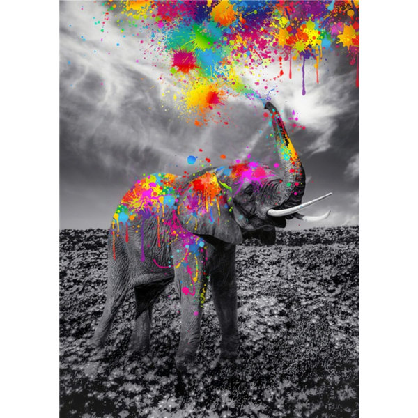 Akvarell elefant hem ramlös dekorativ målning