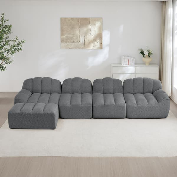 HOMAIRE 4-sits modulsoffa med ottoman, skalformad, grå Grå 366 x 165 x 79 cm