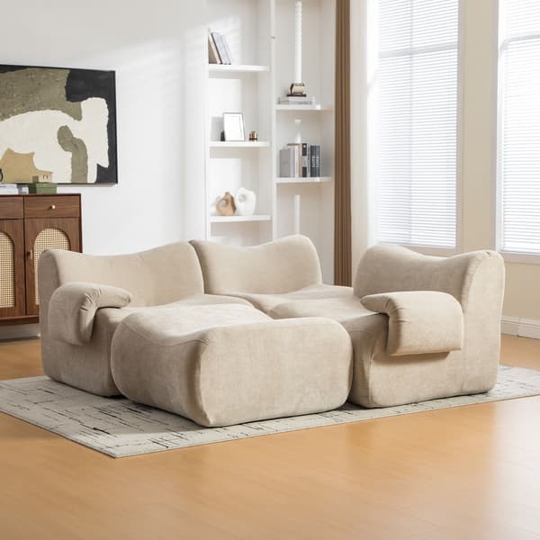 HOMAIRE modulsoffa i chenille med högelastiskt skum, ljus khaki Light Khaki