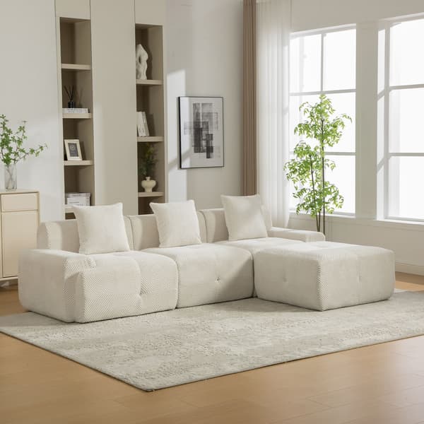 HOMAIRE modulsoffa i chenille med 30D högelastiskt skum, beige Beige