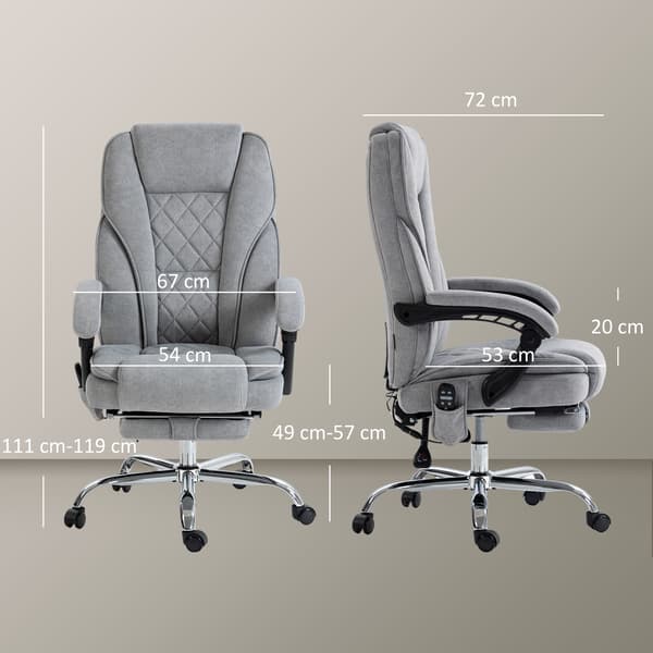 HOMAIRE ergonomisk kontorsstol med massagefunktion, fotstöd, roterbar, grå Grå