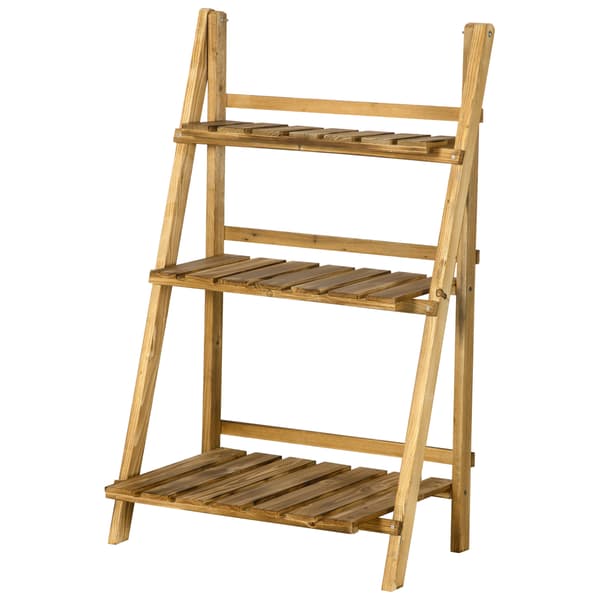 HOMAIRE 3-vånings vikbar blomsterställning i granträ, 93 cm hög, mörkbrun Kolad