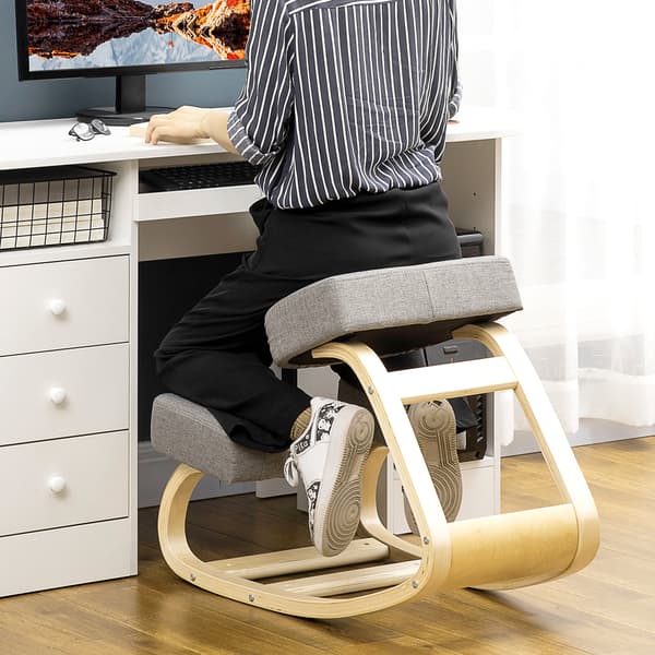 HOMAIRE ergonomisk knästol i björk med grå stoppning, max 120 kg Grå