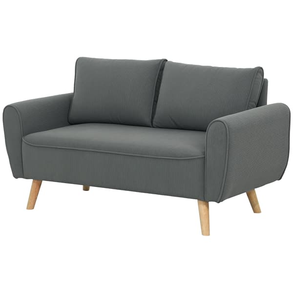 HOMAIRE tvåsitssoffa i mörkgrått cordtyg med 2 ryggkuddar, 145x75x78 cm Mörkgrå