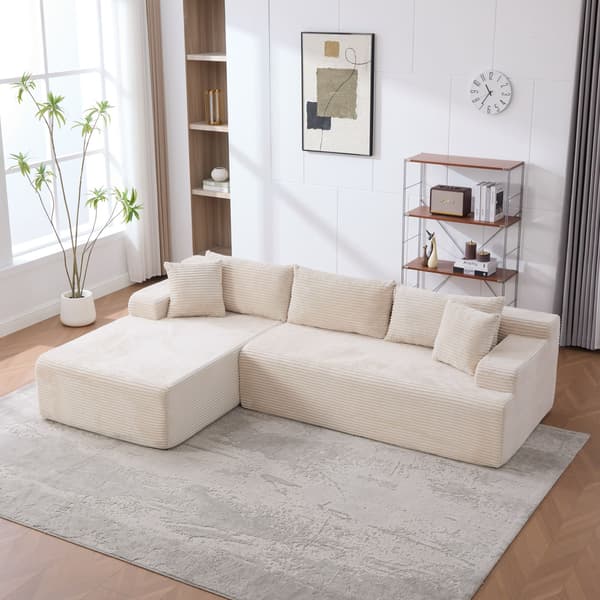 HOMAIRE modulsoffa i chenille med 30D högelastiskt skum, elfenbensvit Ivory