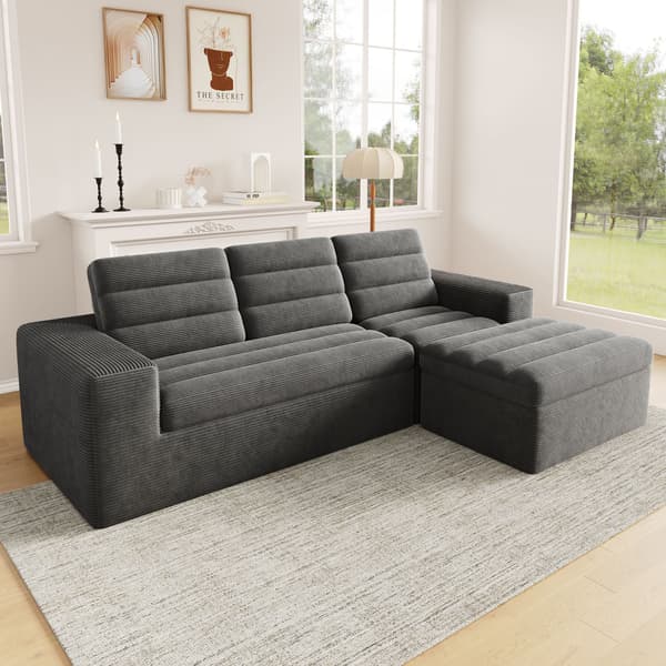 HOMAIRE modulärt L-format hörnsoffa i mörkgrå Manchester, ramfri design Mörkgrå 253 x 161 x 89 cm