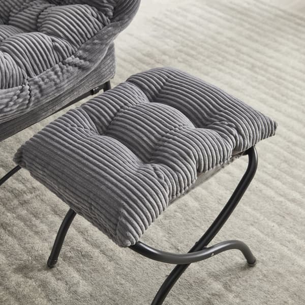 HOMAIRE Modern vilstol med fotpall och sidoficka, grå Grå 77.05 x 66 x 19 cm