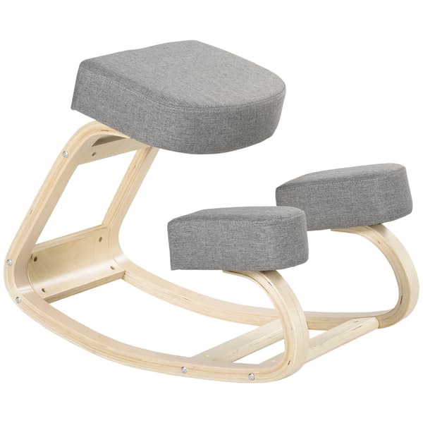 HOMAIRE ergonomisk knästol i björk med grå stoppning, max 120 kg Grå