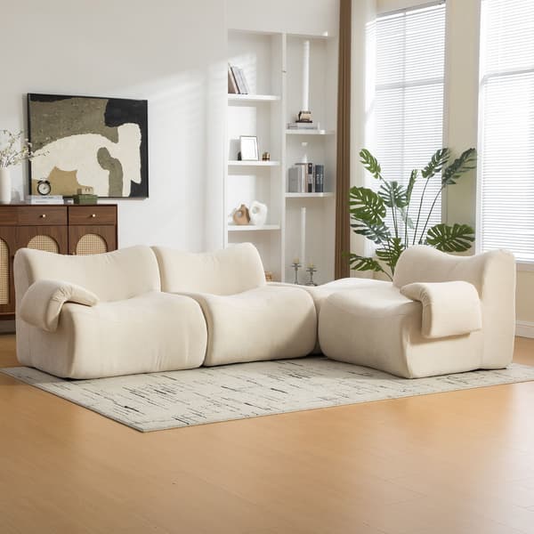HOMAIRE modulsoffa i chenille med högelastiskt skum, beige Beige