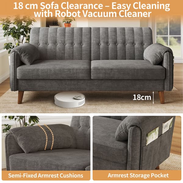 HOMAIRE Modern 2-sits soffa i chenille med tjock dyna och armstöd, ljusgrå Ljusgrå 161.5 x 79 x 83.5 cm