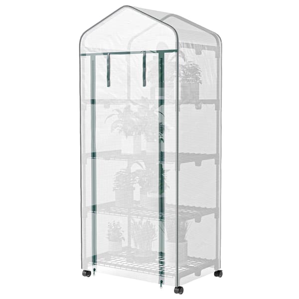 HOMAIRE Mini-växthus med 4 hyllplan, vit, 69x50x165 cm, stål och plast Vit