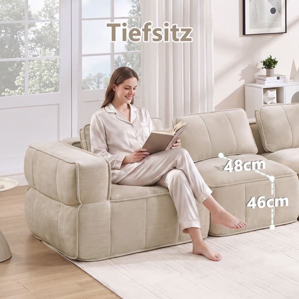 HOMAIRE Extra stort 4-sits molnsoffa utan ram, beige, modulär, 32D högdensitetsskum Beige 344 x 93 x 67 cm