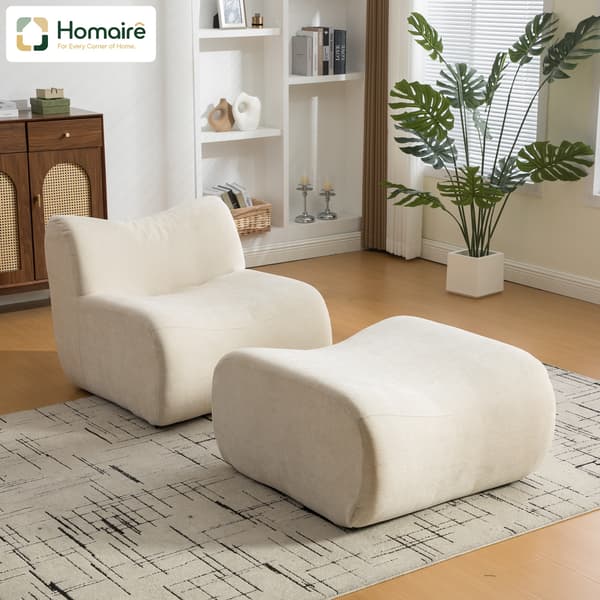HOMAIRE Moduls soffa i chenilletyg med 30D högelastiskt skum, lätt att flytta, halkfri botten, beige Beige