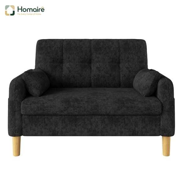 HOMAIRE Modern tvåsitssoffa med mjuka kuddar och sidoficka, grå chenille Grå 119 x 78 x 85 cm