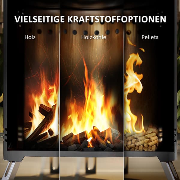 HOMAIRE Feuerschale Ø16x25 cm i rostfritt stål med röksystem och skruvstång, grå Grå