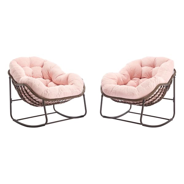 HOMAIRE Utomhus Rattanstol med Stålram och Rosa Sittdyna Rosa