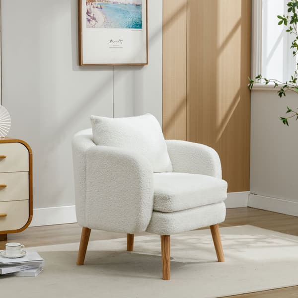 HOMAIRE Teddy-samtsfåtölj med extra tjock kudde, vit Vit 71 x 72 x 71 cm