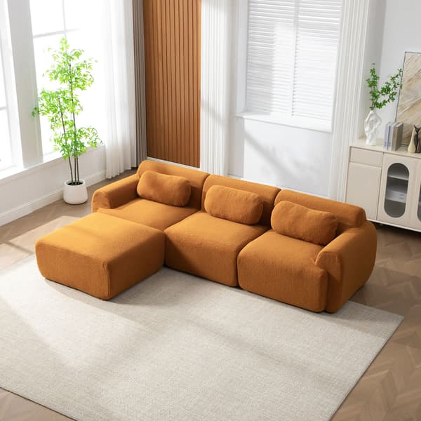 HOMAIRE modulsoffa i chenille med 30D högelastiskt skum, karamellfärgad Caramel 271 x 177 x 71 cm