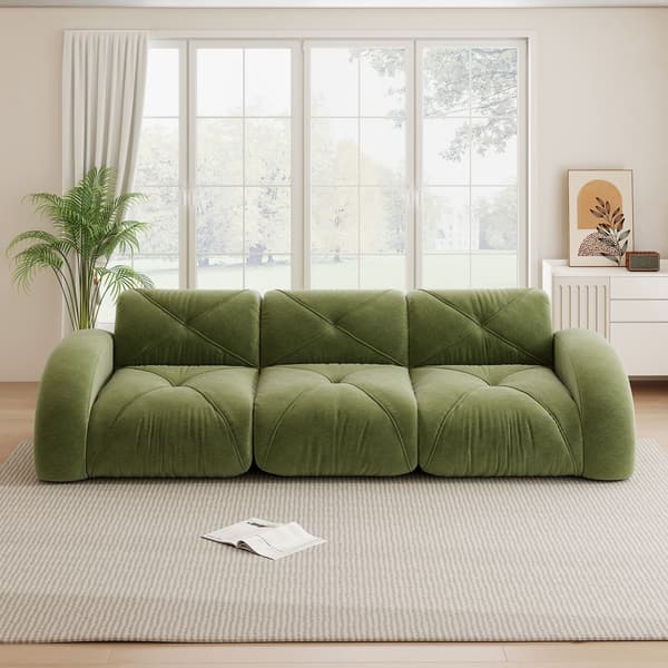 HOMAIRE ramfritt tresitsigt modulsoffa i chenill, grön, extra stor Grön 281 x 95 x 76 cm