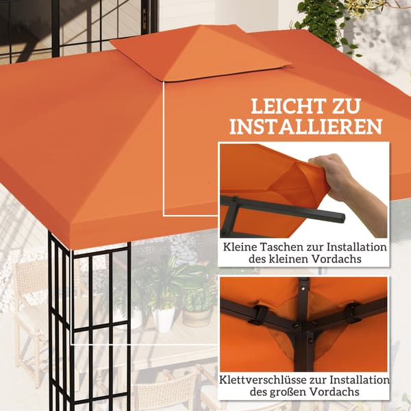 HOMAIRE Reservtak till 3x3 m metallpaviljong, vattenavvisande rostrött polyester Roströd