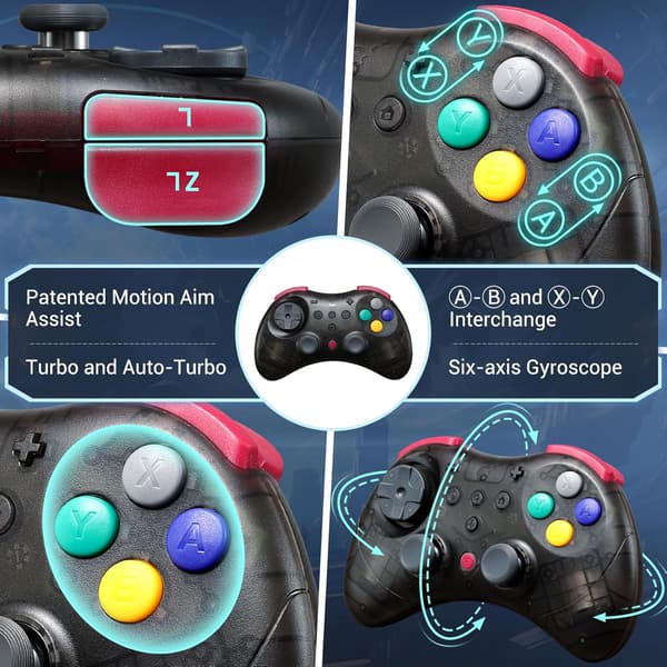 GuliKit Elves 2 Pro Trådlös Spelkontroll för Switch/Switch 2, Windows, iOS och Android - Hall Effekt Joysticks, Transparent Svart transparent