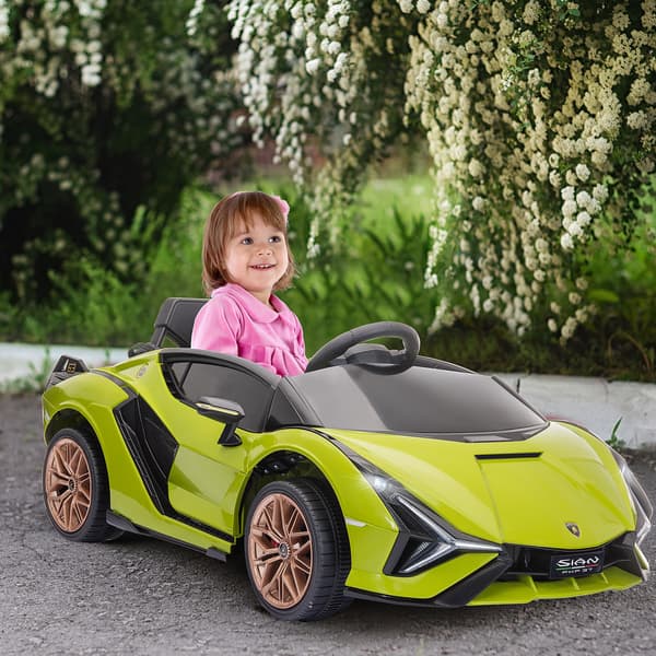 HOMAIRE Lamborghini barnelbil eldriven 3-5 km/h med fjärrkontroll, grön, för 3-5 år Grön