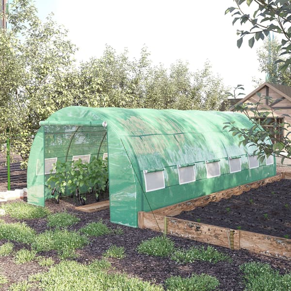 HOMAIRE Polytunnel växthus 6x3x2 m med uppvikbara sidor, UV-skydd, grön Grön