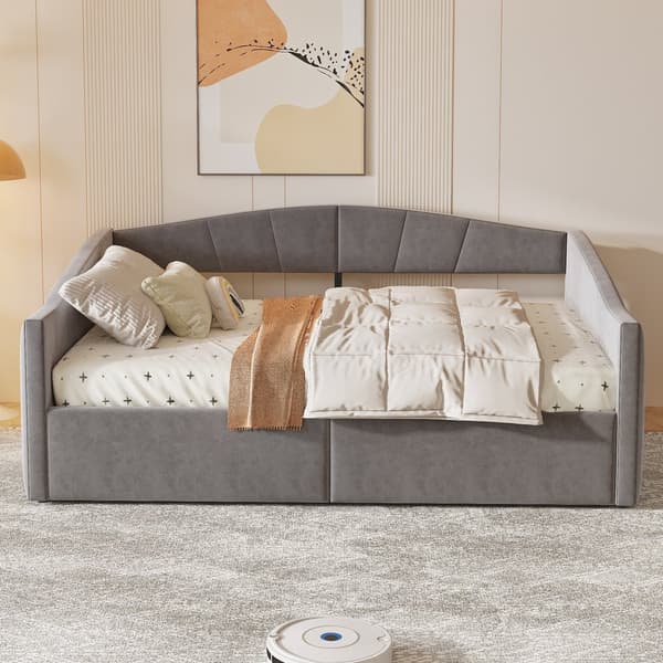 HOMAIRE Multifunktionell stoppad bäddsoffa med hydraulisk förvaring i grå sammet Grå 212 x 145 x 62 cm